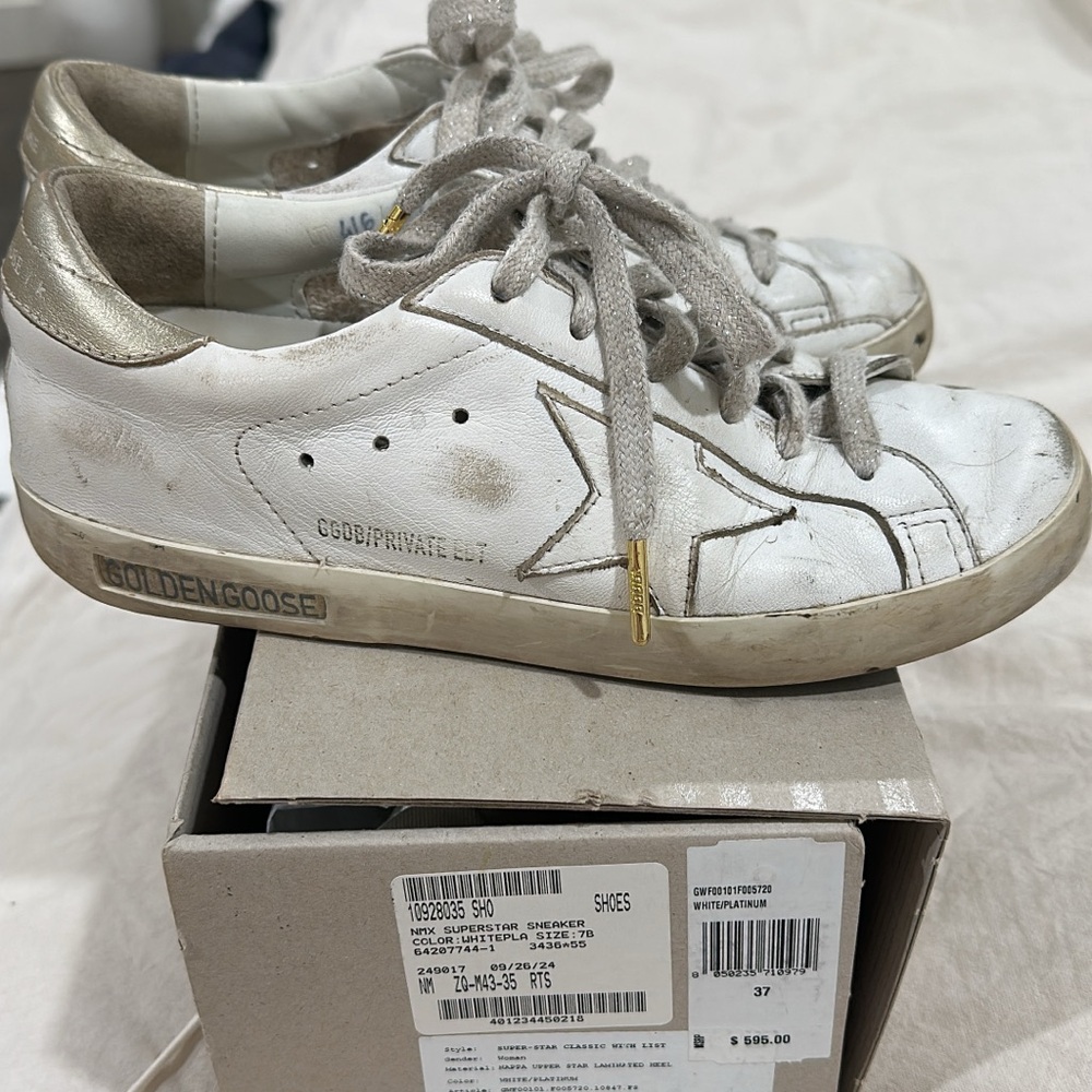 Golden Goose White and Gold Sneakers